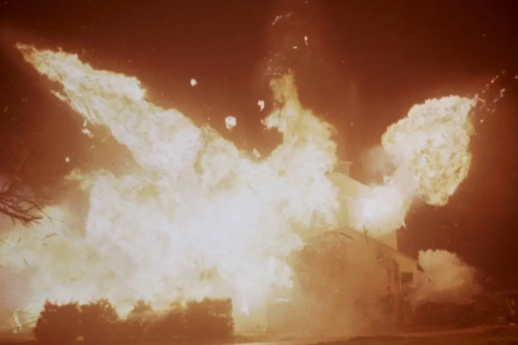 an explosion in a field
