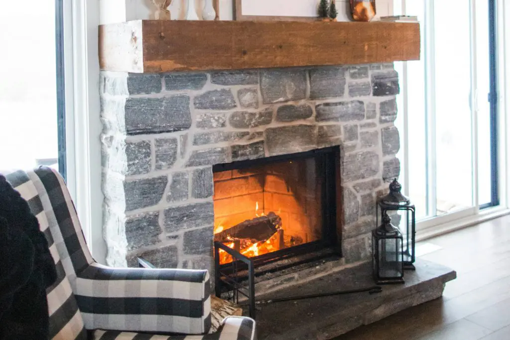A fireplace in a living room