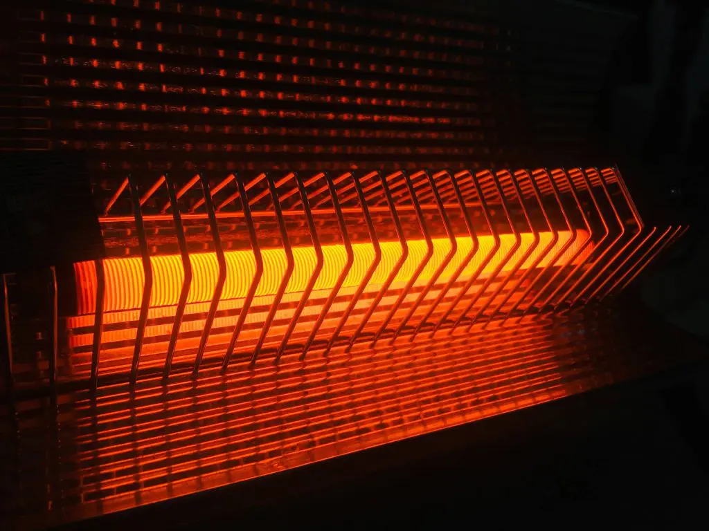 A glowing space heater element
