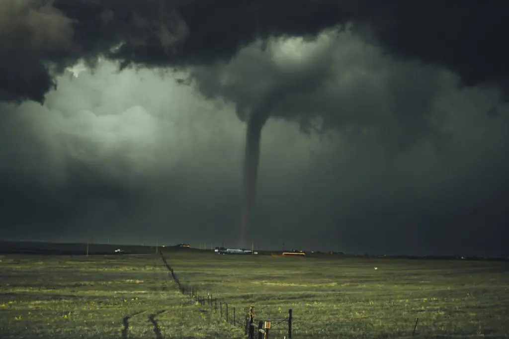 A tornado in a field