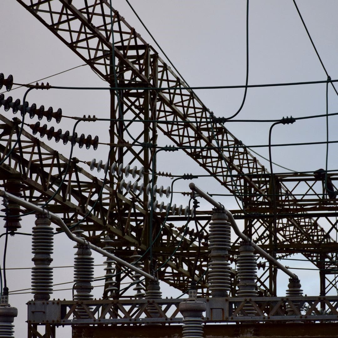 Power station with lots of equipment connected to wires