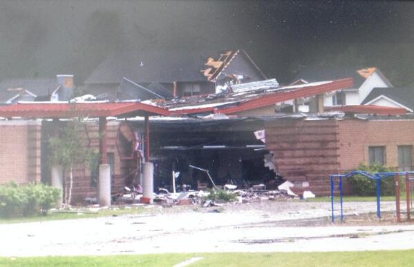 2014 tornado damage at an elementary school in Verona, WI.