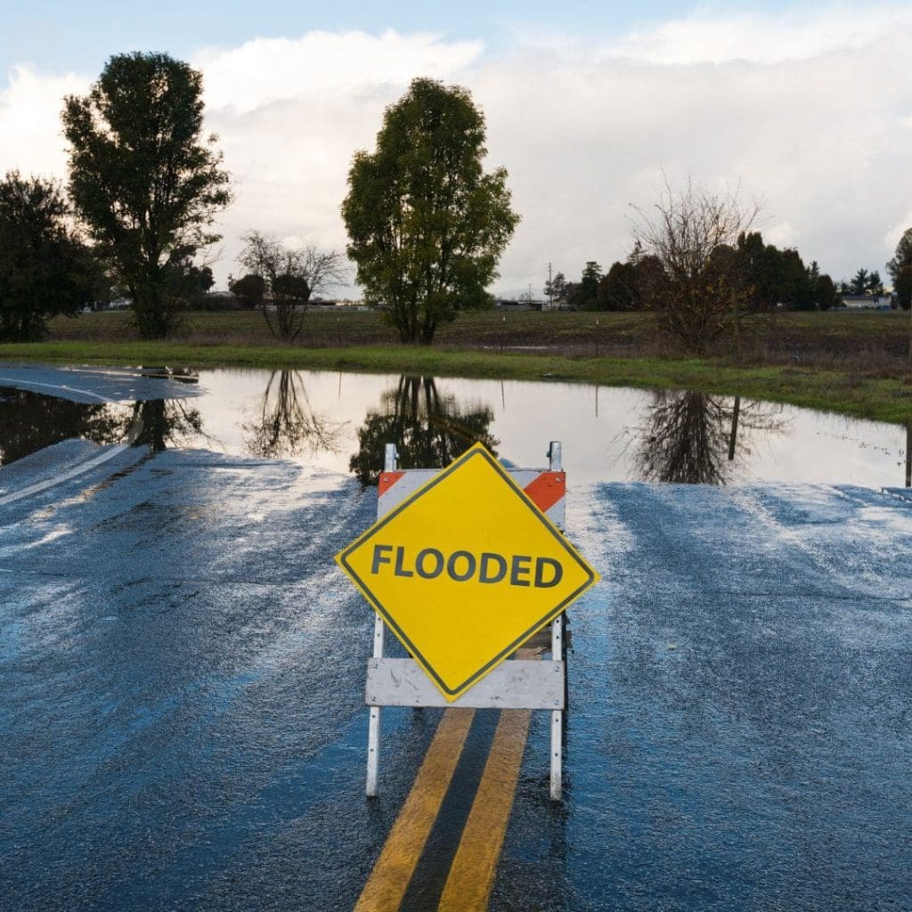 A road covered in water