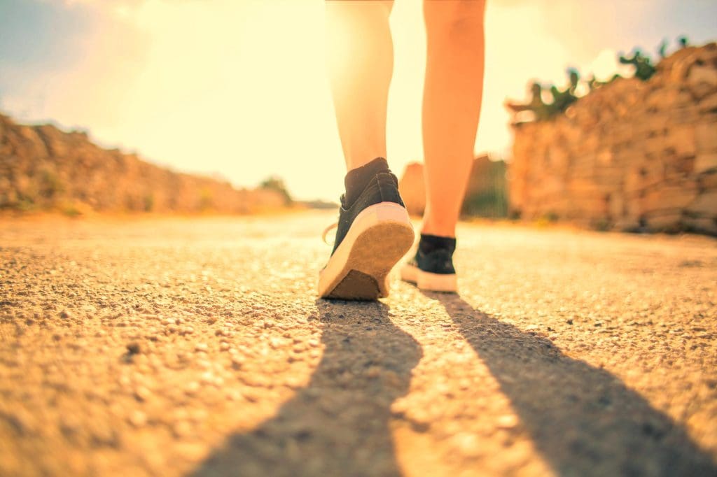 Walking in the hot summer heat