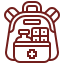Backpack with medical supplies icon